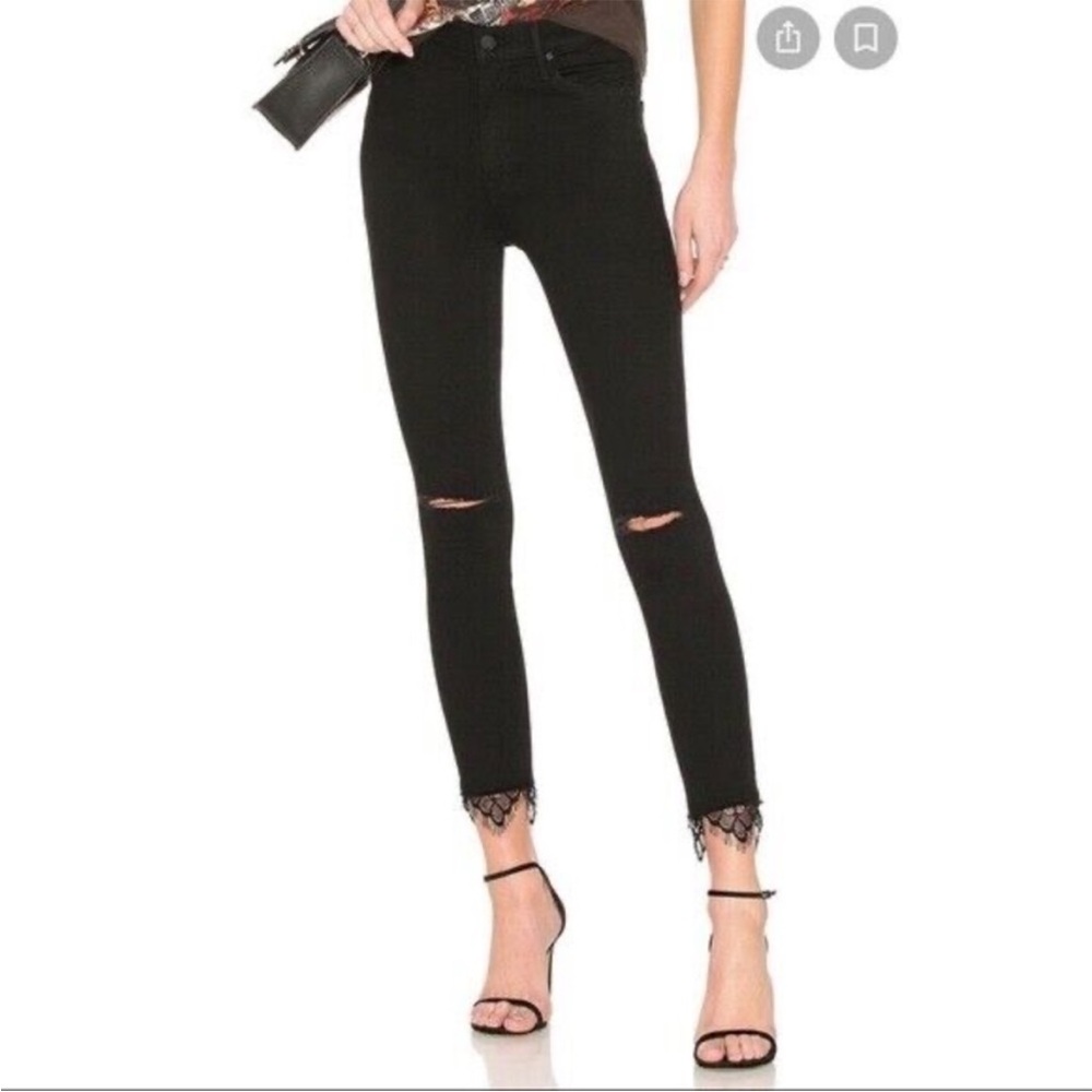 MOTHER THE SWOONER DAGGER ANKLE FRAY JEANS BAA BAA BLACK SHEEP‎ sz 28